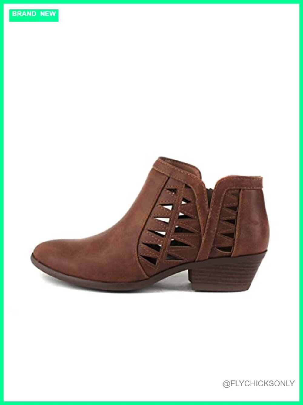 Womens Perforated Cut Out Stacked Block Heel Ankle Booties Wide Fit